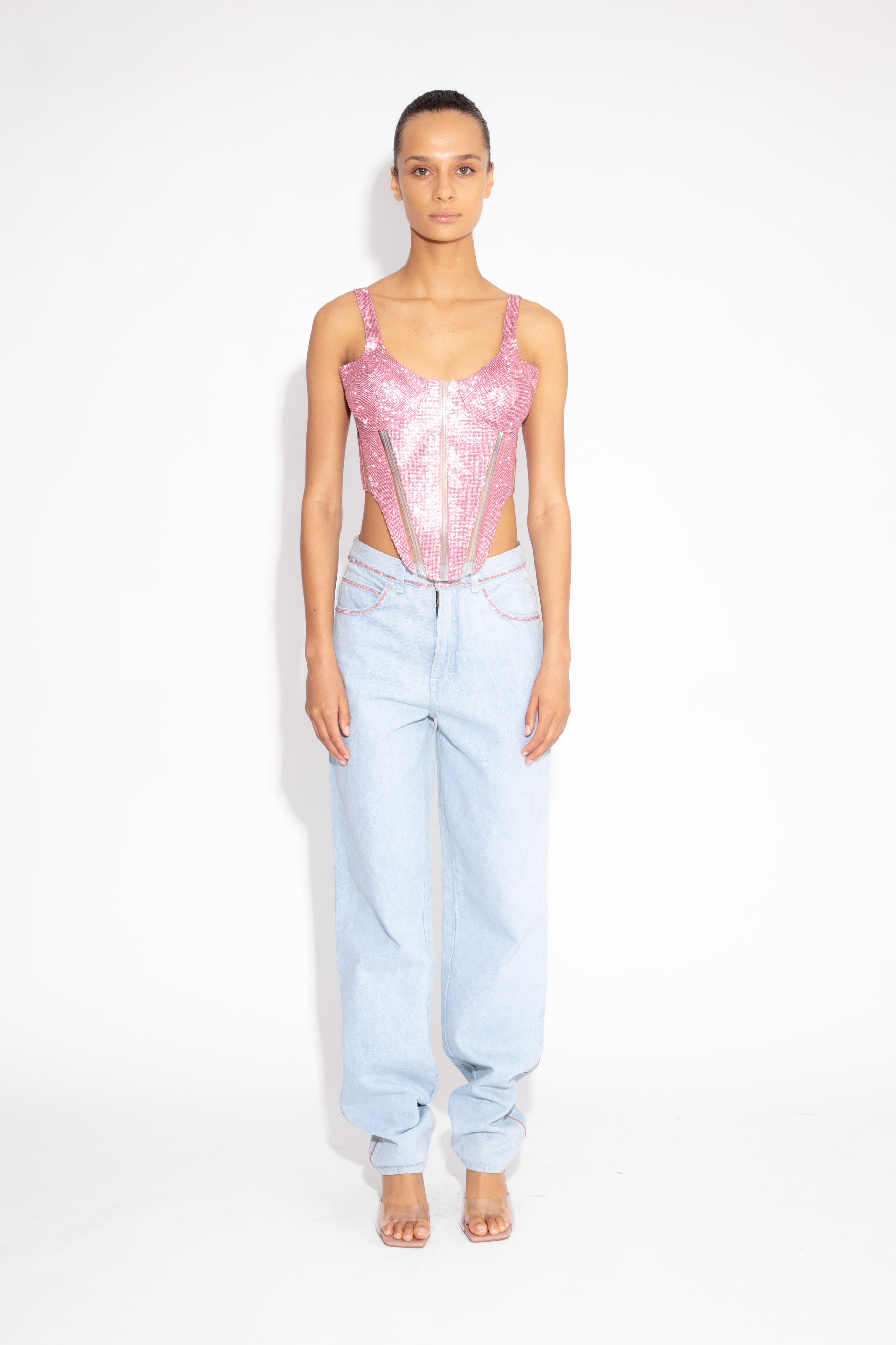 Crystal Corset Top in Pink