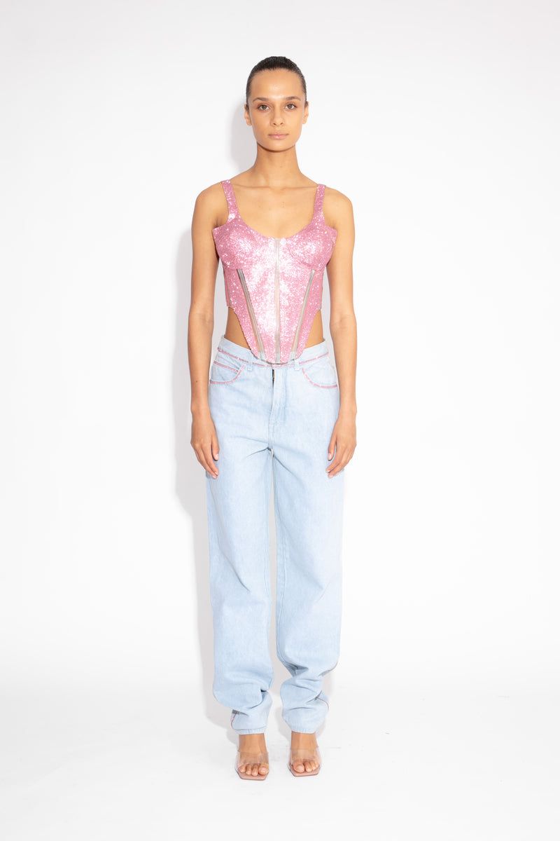 Crystal Corset Top in Pink