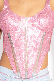 Crystal Corset Top in Pink