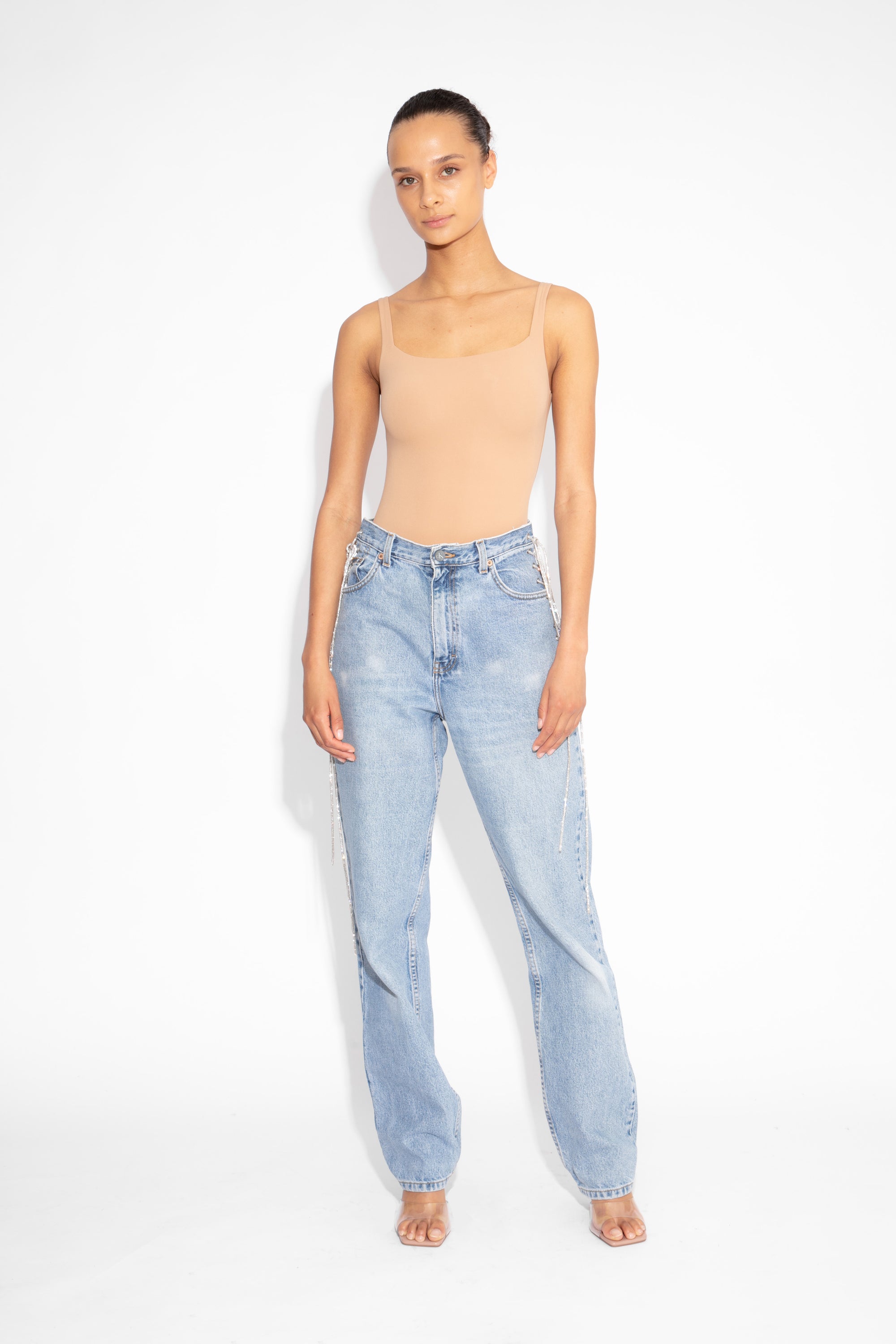 Vintage Crystal Lace Up Jeans