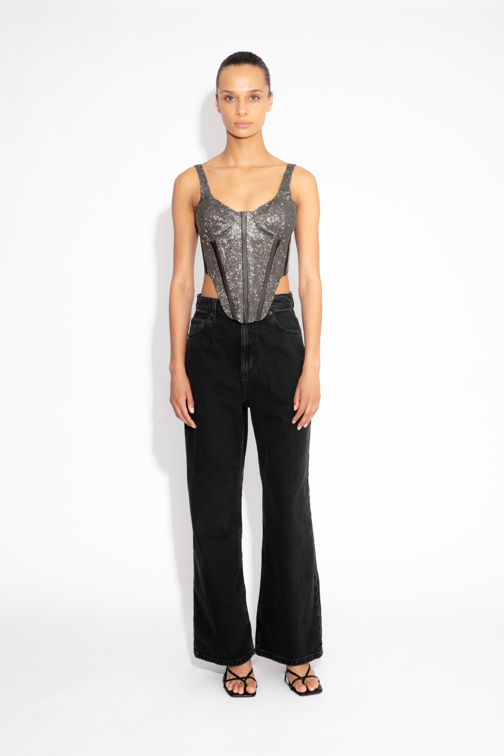 Crystal Corset Top in Black