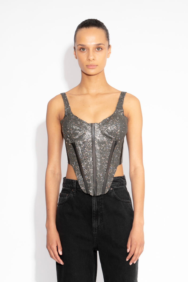 Crystal Corset Top in Black
