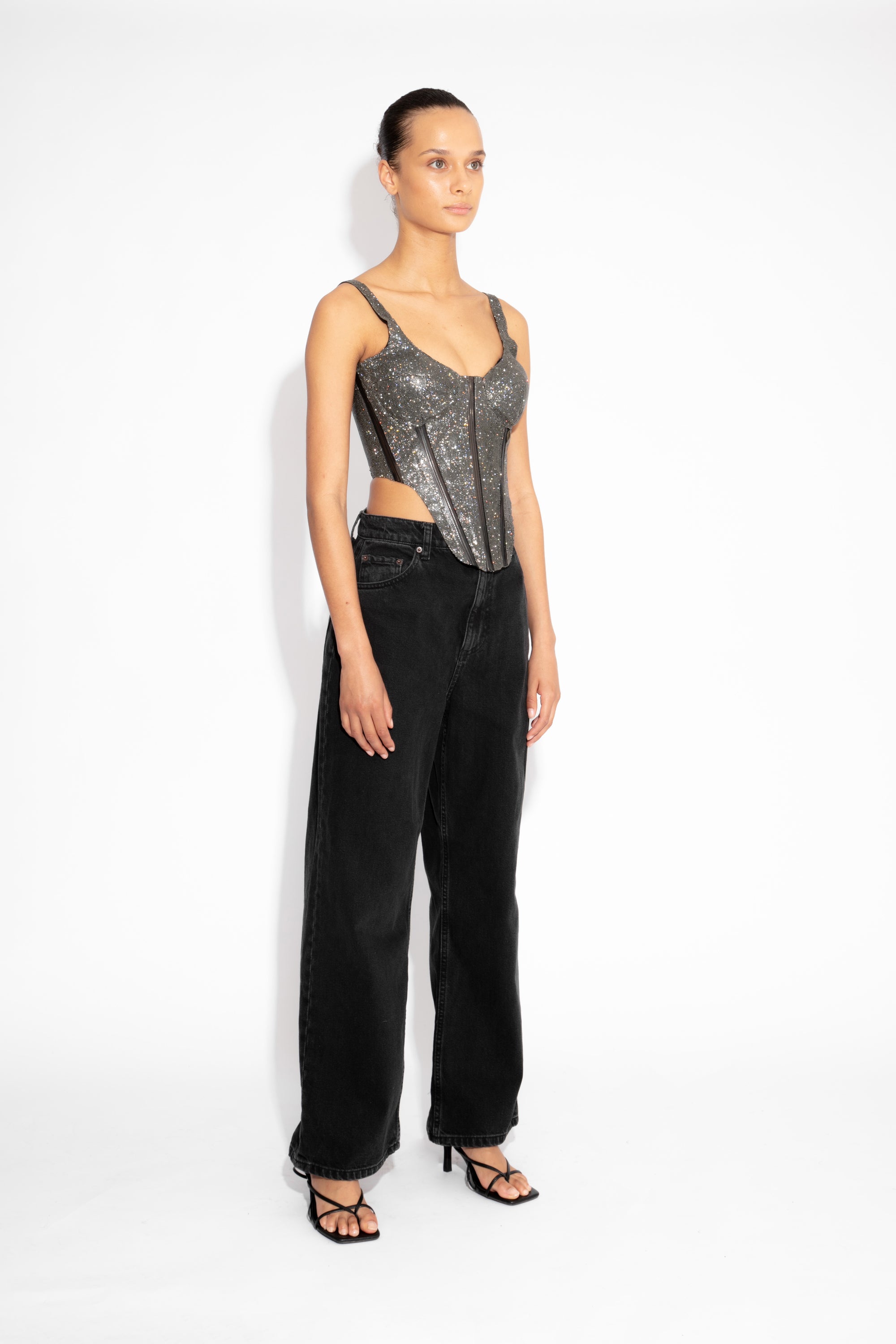 Crystal Corset Top in Black