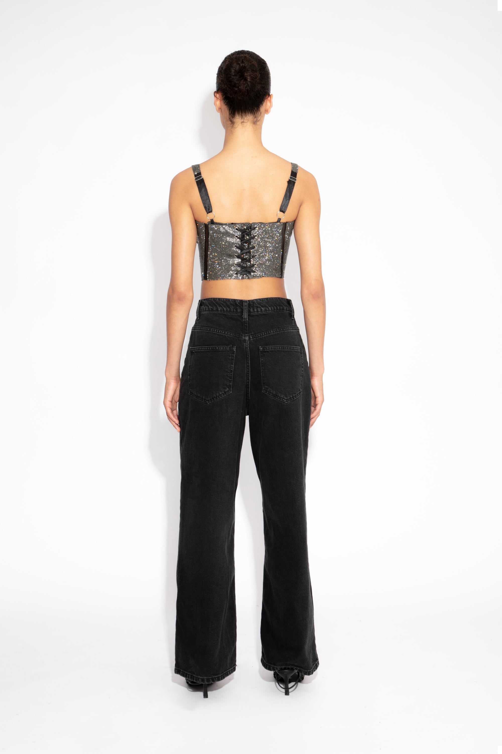 Crystal Corset Top in Black