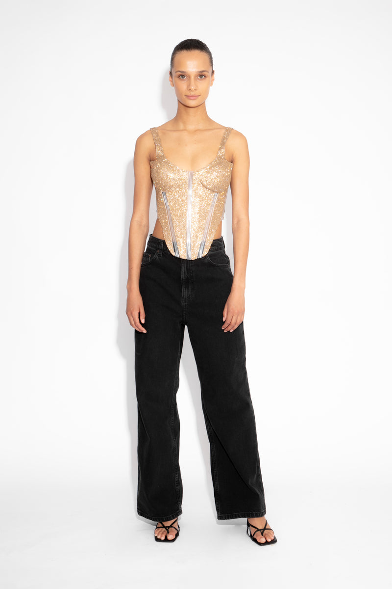 Crystal Corset Top in Gold