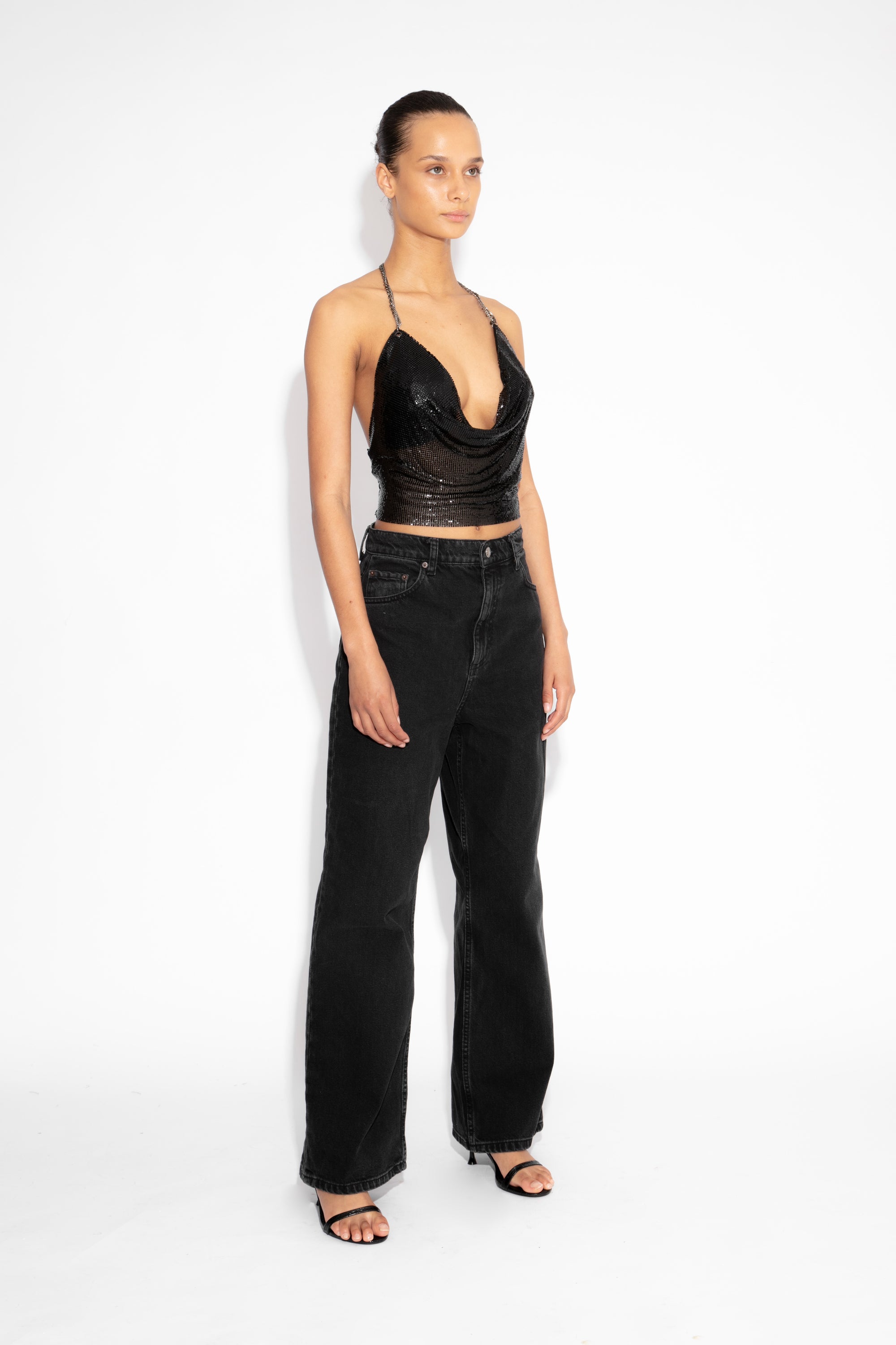 Double Chain Chainmail Top in Black
