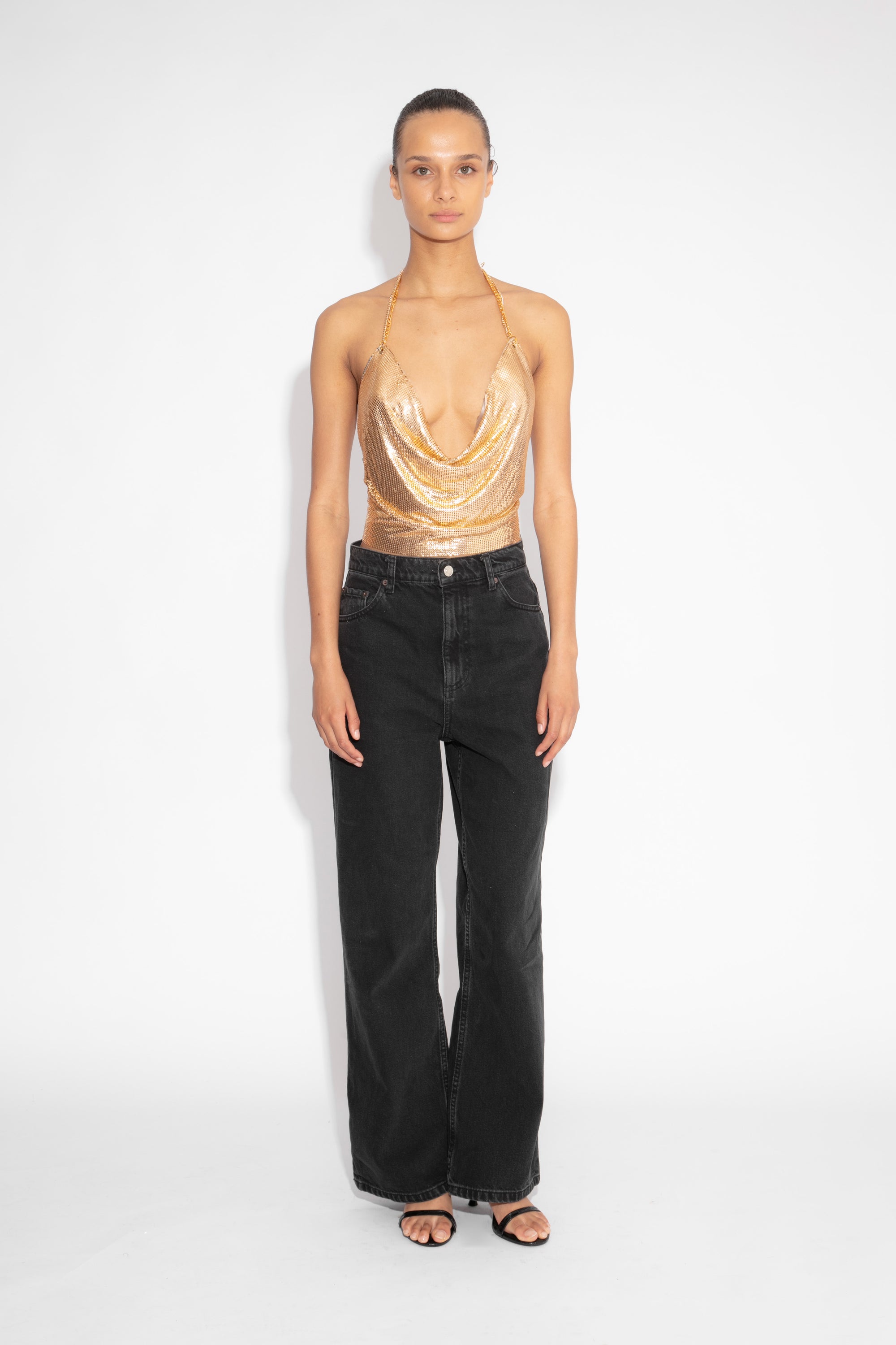 Double Chain Chainmail Top in Gold