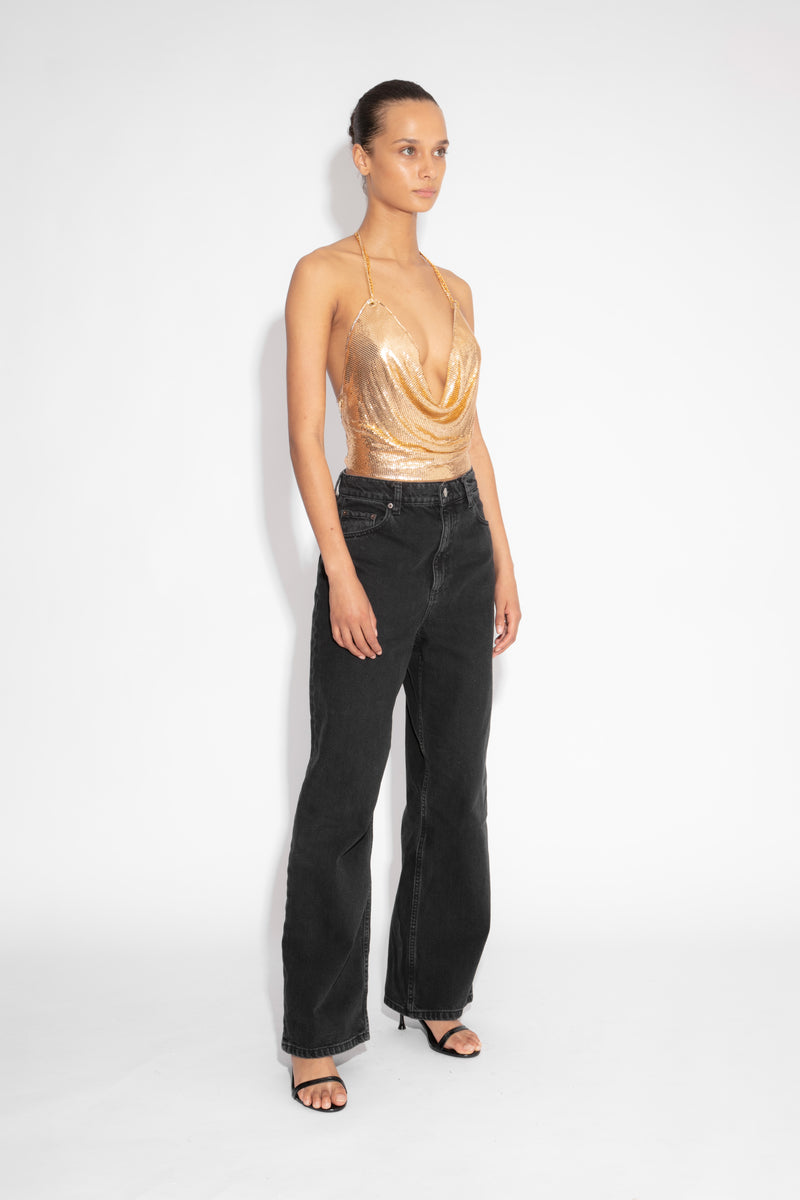 Double Chain Chainmail Top in Gold