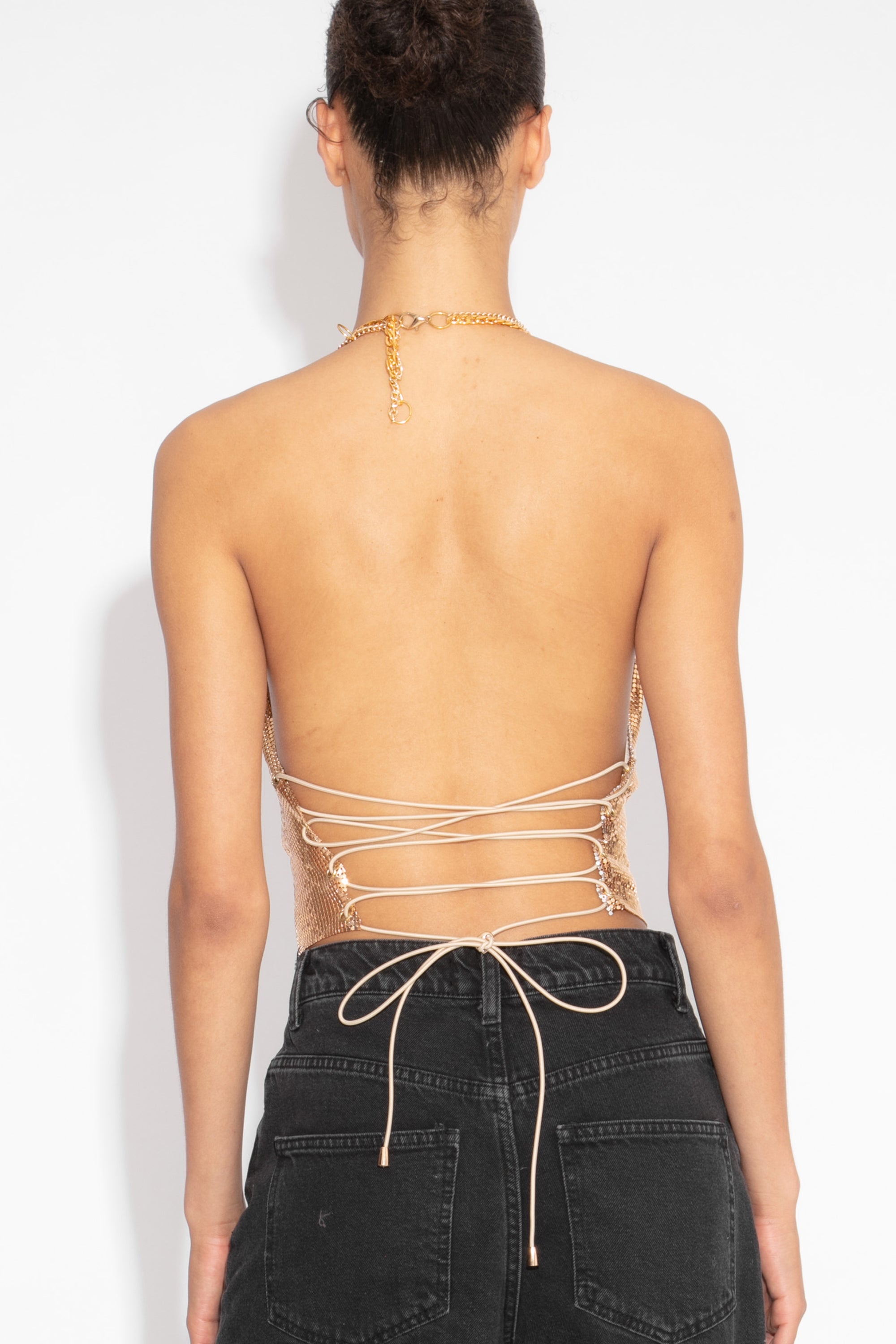 Double Chain Chainmail Top in Gold