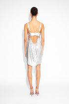 Front Draped Chainmail Dress in Silver
