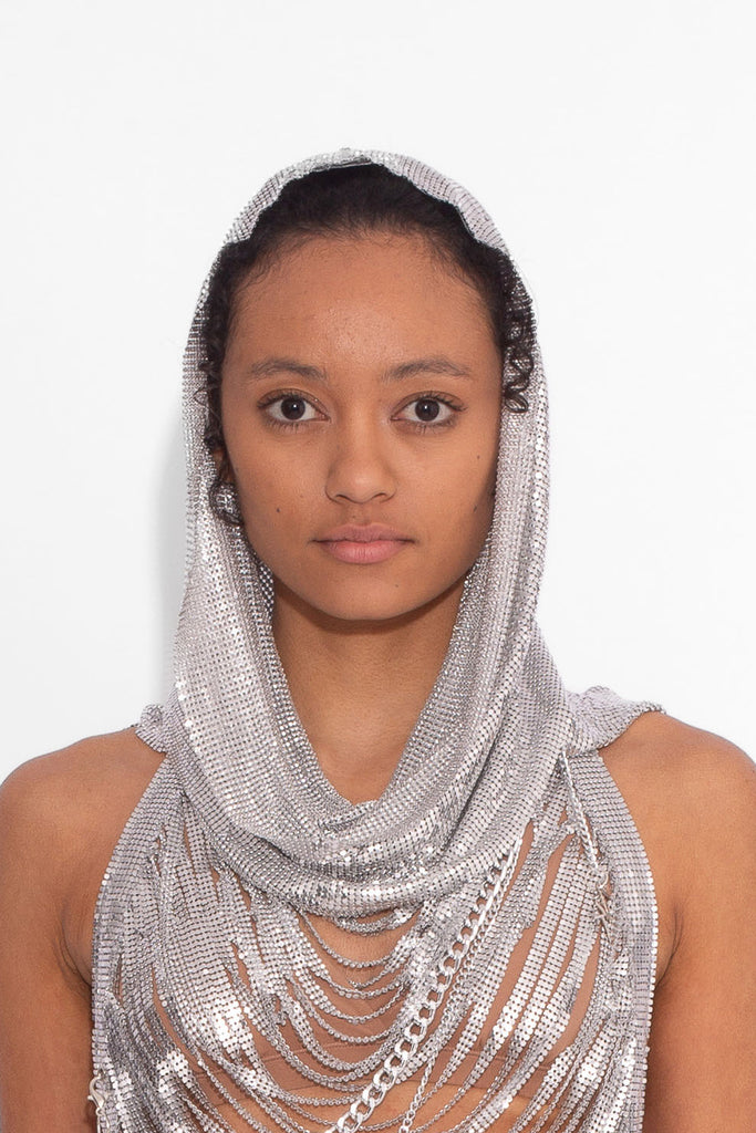 Draped Chainmail Hood in Silver