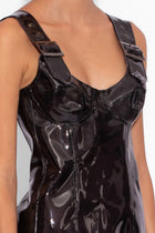 PVC Buckle Mini Dress in Black
