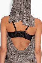 Buckle Bandeau Chainmail Top in Grey Snakeskin
