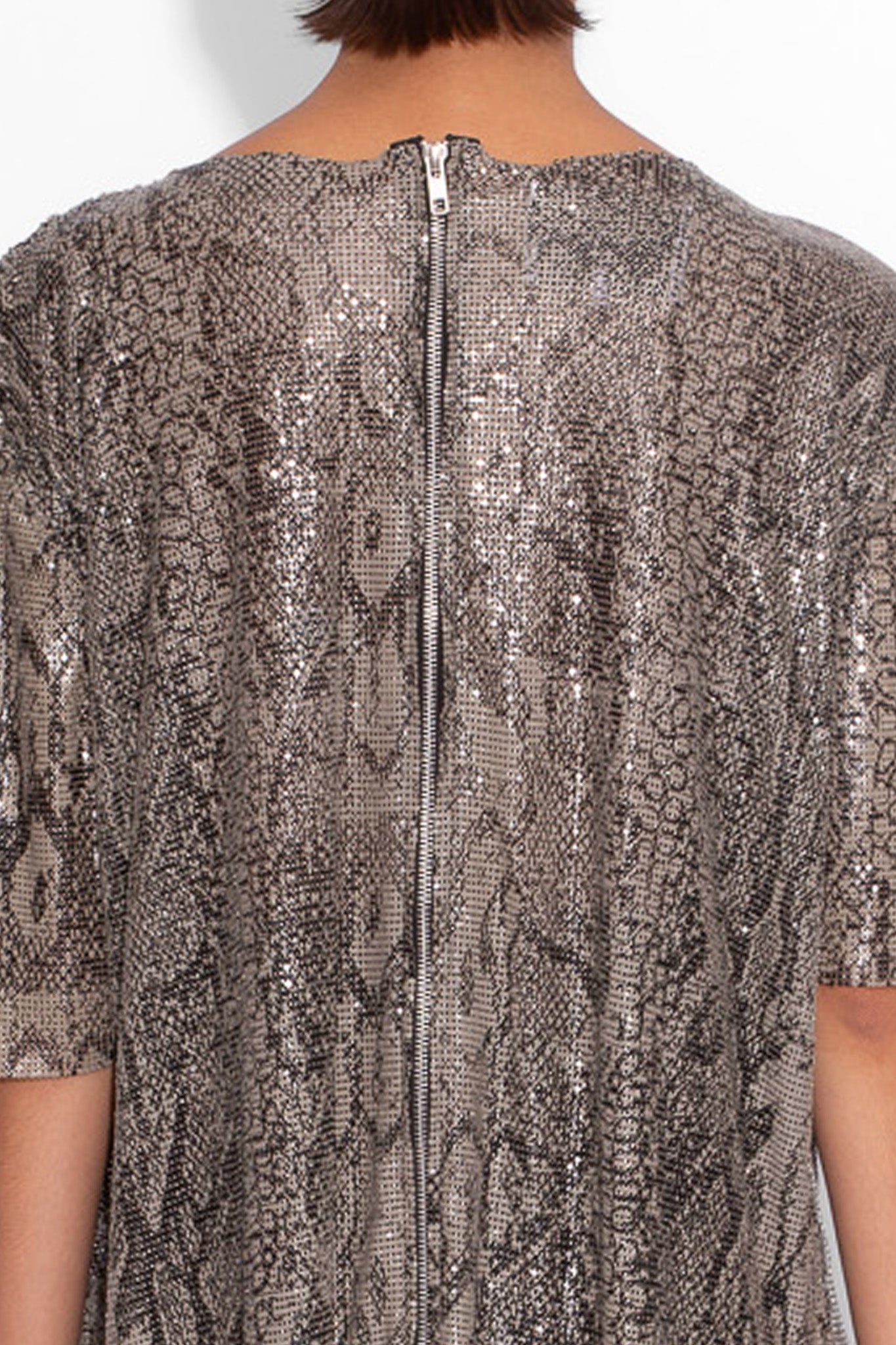 Boyfriend Chainmail T-Shirt in Grey Snakeskin