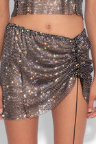 Crystal Embellished Fishnet Mini Skirt in Black
