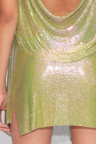 Buckle Chainmail Mini Skirt in Green Iridescent