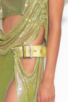 Buckle Chainmail Mini Skirt in Green Iridescent