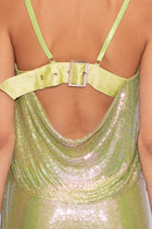 Buckle Bandeau Chainmail Top in Green Iridescent