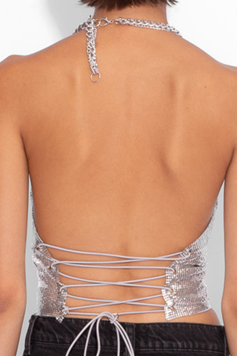 Double Chain Chainmail Top in Silver