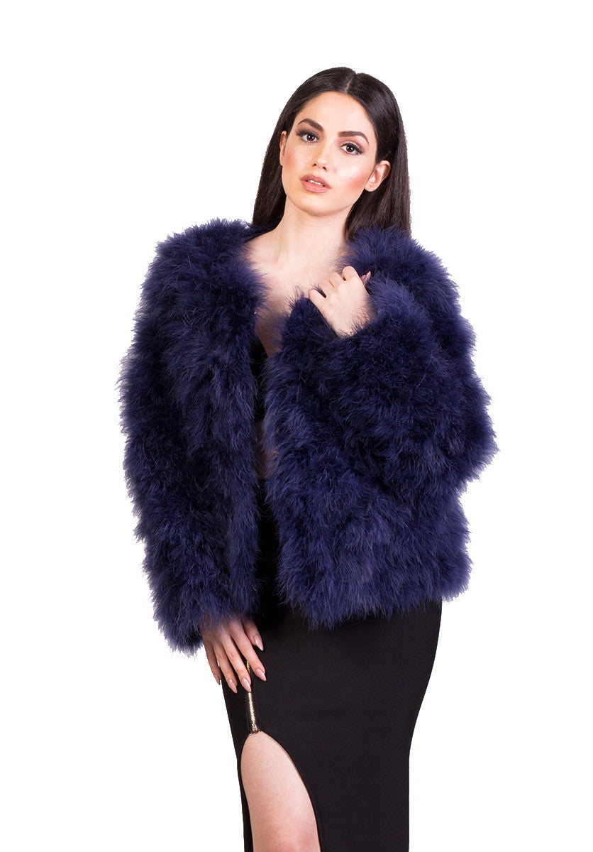 Navy Blue Marabou Jacket