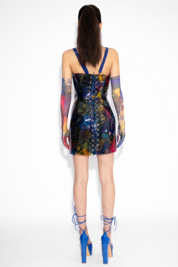 Magma Sculpted and Waxed Cotton Dress in Galaxy