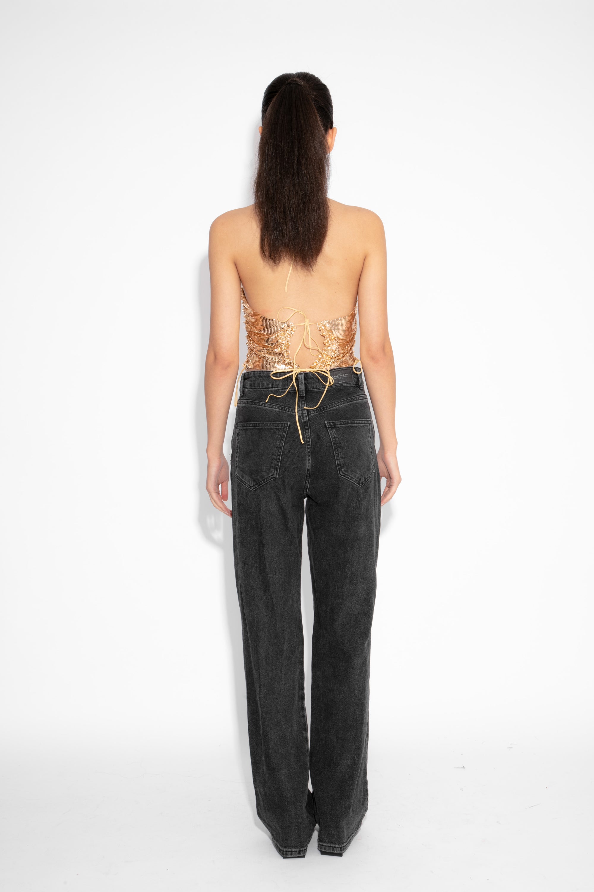 Ruched Chainmail Top in Gold