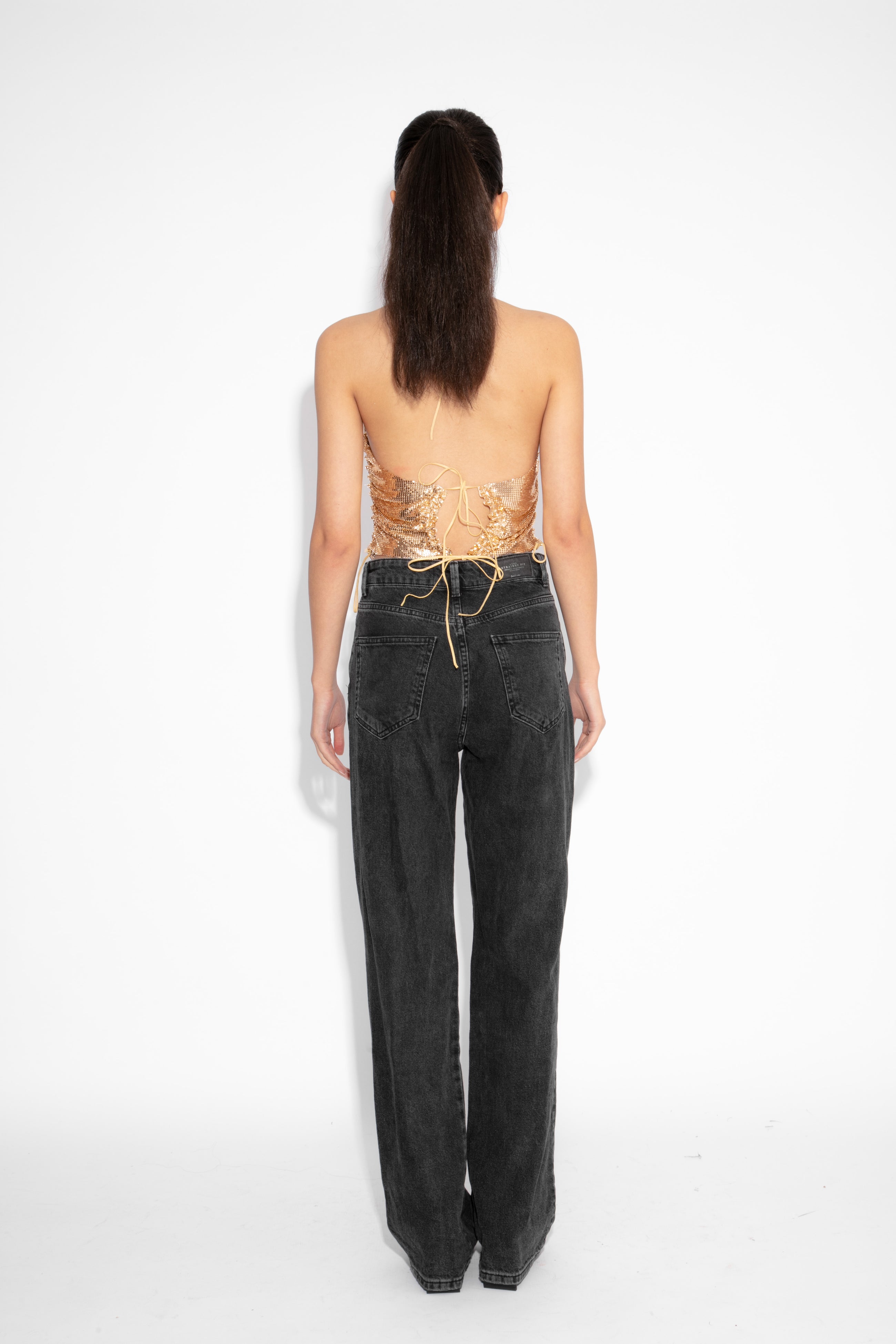 Ruched Chainmail Top in Gold
