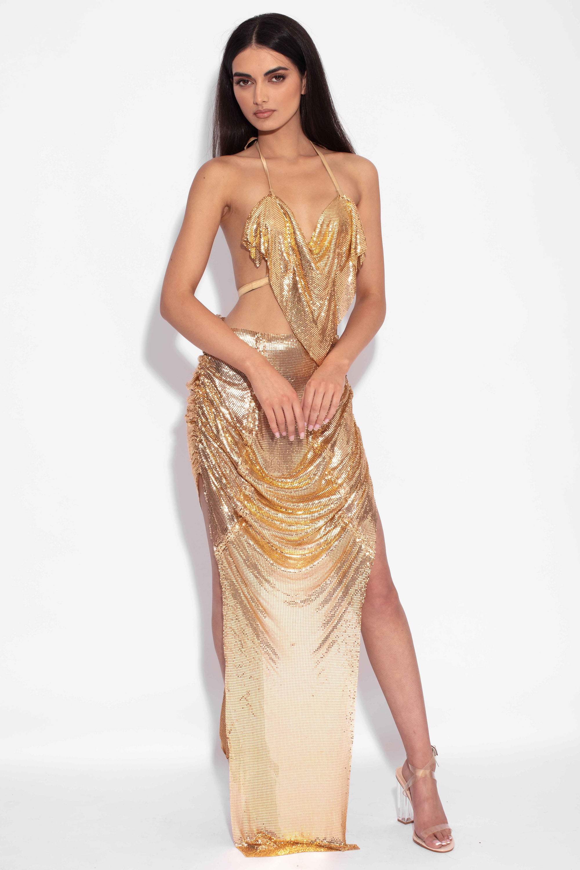 Chemical Reaction Gold Chainmail Skirt