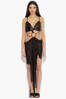 Chainmail Ring Detail Dress in Black