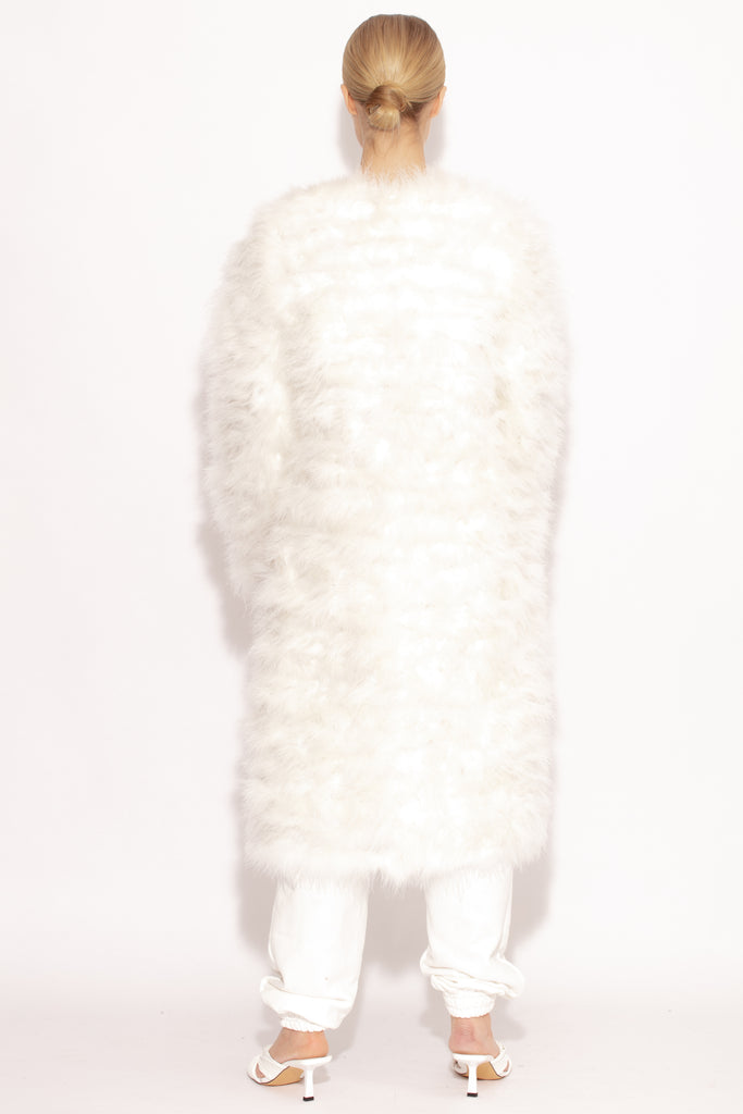 White Long Marabou Jacket